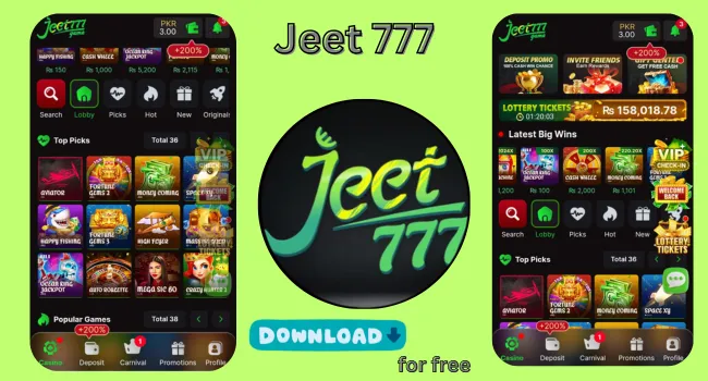 Jeet 777 Game images with slots and card games