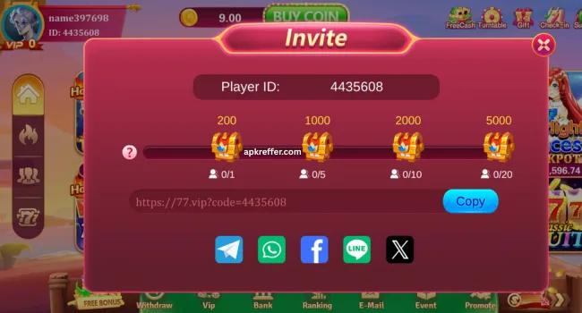 Invitation rewards of 77 Game
